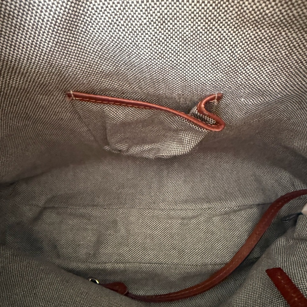 Dooney & Bourke White Leather Satchel with Brown Trim and Strap - Picture 9 of 10